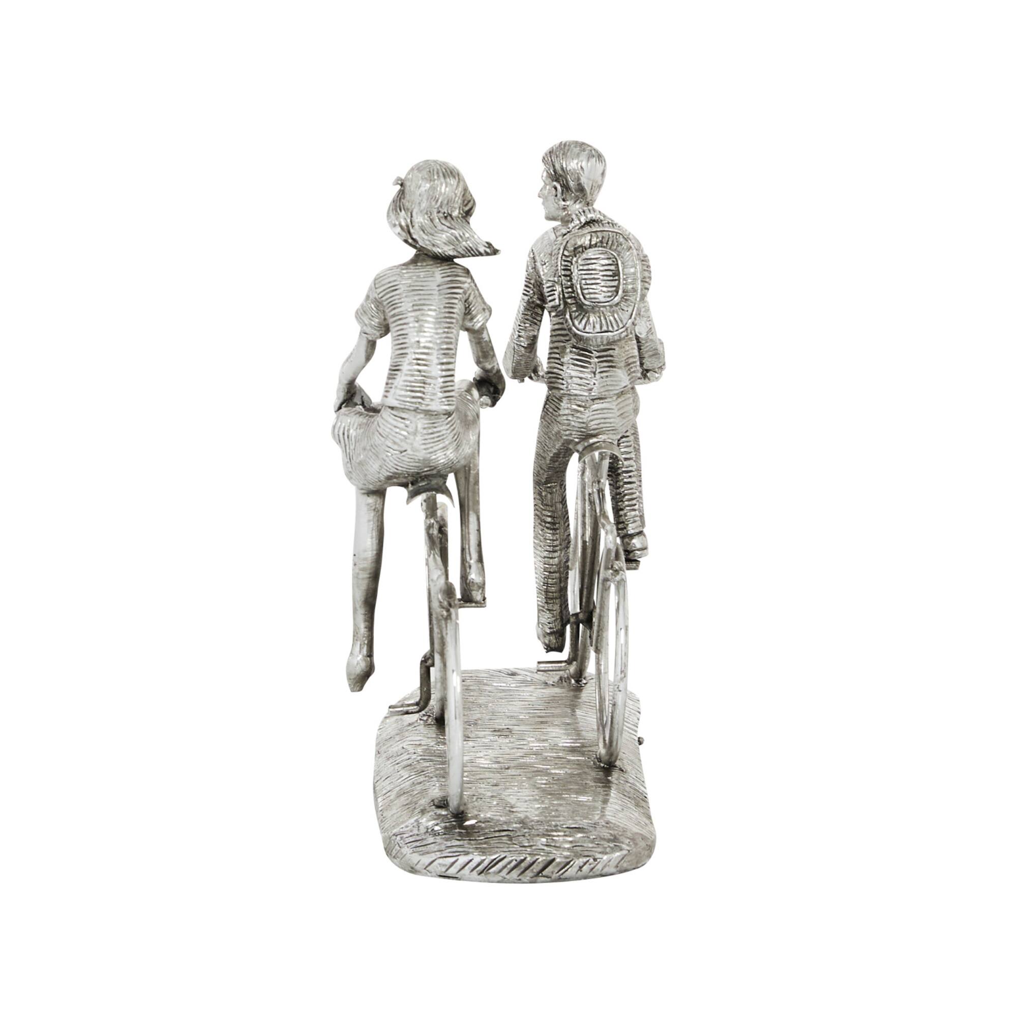 Silver Polystone Contemporary Bicycle Sculpture, 10" x 11" x 5"